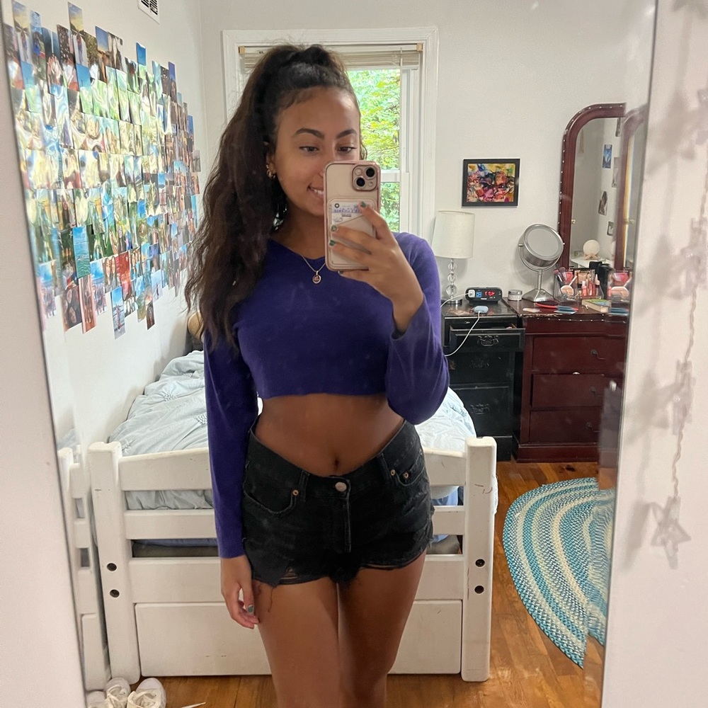 Women's Purple Crop Top with Open Back